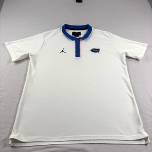 Florida Gators Shirt Mens Large White Air‎ Jordan Polo Stretch Casual NCAA